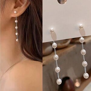 Pearl chain statement earrings • bachelorette party wedding engagement jewelry